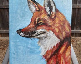Whimsical Red Fox Side Profile expressive original acrylic painting - unframed - 9x12