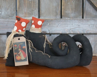 Primitive Witch Boots Halloween Decor