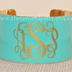 Monogrammed Enamel Cuff Bracelet