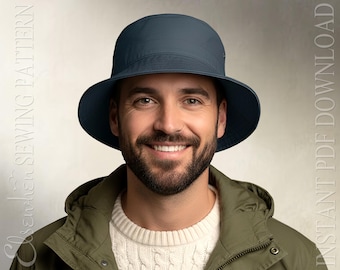 SEWING PATTERN - Robin: Bucket Cloche Hat for Child or Adult  Unisex 1930s 1950s Fishing Sun Hat Rain Hat (PDF Download)