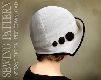 SEWING PATTERN - Eleanor, 1920s 1930s Twenties Cloche Hat for Child or Adult Cancer - PDF Download