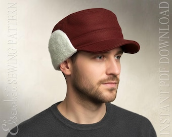 SEWING PATTERN - Caedmon: Trapper Cap Cadet Cap with Ear Flap Unisex for Child or Adult (PDF Download)