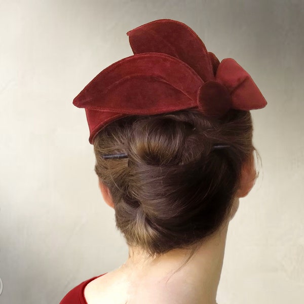 DIGITAL SEWING PATTERN - Ginger - 1940's Forties Pillbox Cocktail Hat - pdf download