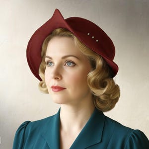 縫製パターン - ウンブリア：1940年代のボンネット生地の帽子（子供用または大人用）（PDFダウンロード）