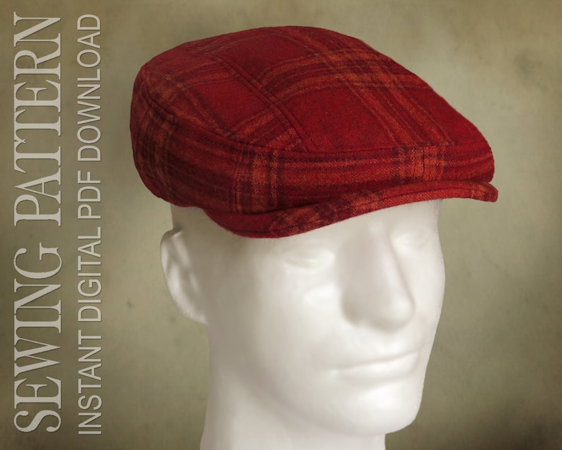 Men’s Vintage Style Hats, Retro Hats SEWING PATTERN - Finch 1920s Irish Flat Cap Ivy Cap for Child or Adult patch cap optional ear flap - PDF Download  AT vintagedancer.com