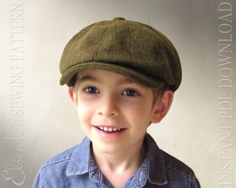 DIGITAAL NAAIPATROON - Taylor, Gatsby Newsboy Driving Cap uit de jaren 20 voor kind of volwassene met optionele oorwarmerflap - pdf-download