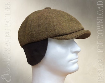 DIGITAL SEWING PATTERN - Taylor, 1920's Gatsby Newsboy Driving Cap for Child or Adult with optional ear warmer flap - pdf download