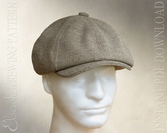 DIGITAAL NAAIPATROON - Taylor, Gatsby Newsboy Driving Cap uit de jaren 20 voor kind of volwassene met optionele oorwarmerflap - pdf-download