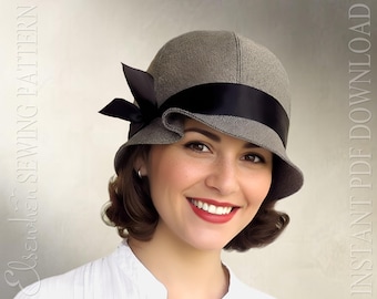 SEWING PATTERN - Tess: 1920s Twenties Cloche Fabric Hat for Child or Adult Woman (PDF Download)