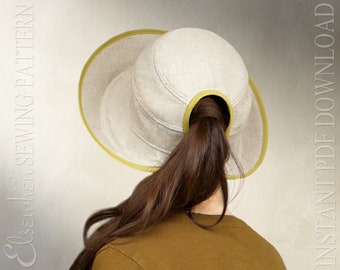 DIGITAL SEWING PATTERN - Yanika, Vintage-Inspired Ponytail Sun Hat for Child or Adult - pdf download