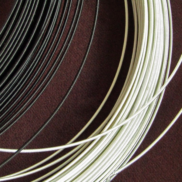Millinery Wire - 1 Yd Metal Wire Bound with Rayon Thread - 20 Gauge - Black or White - Hat Making Supplies - 1 yard