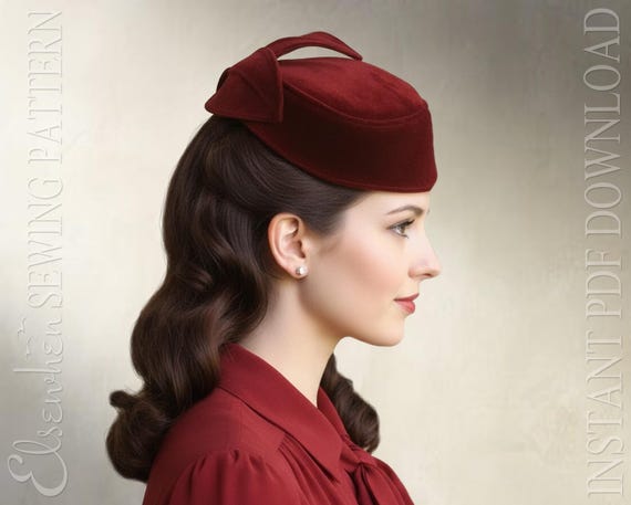 SEWING PATTERN - Ginger: 1940s Forties Pillbox Cocktail Hat for Woman (PDF Download)