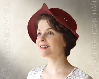 DIGITAL SEWING PATTERN - Umbria, 1940s Forties Bonnet Fabric Hat for Child or Adult - pdf download