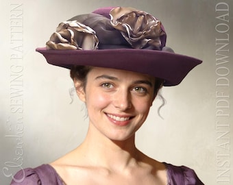 SEWING PATTERN - Imogen: 1910s Bird's Nest Hat or Broad Brim Sun Hat for Child or Adult Woman (PDF Download)