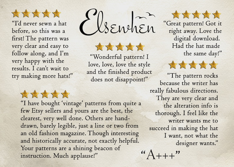 Puede incluir: Imagen que muestra rese&ntilde;as de clientes para productos "Elsewhen", con valoraciones de estrellas doradas. Las rese&ntilde;as elogian la claridad, la facilidad de uso y la calidad del producto. El texto est&aacute; en una fuente de estilo manuscrito, con comentarios sobre el dise&ntilde;o y las instrucciones.