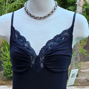 Sexy vintage Guess Marciano black lace camisole dress LBD badass punk rocker bikerchick dress sexy slinky black dress vintage Guess dress