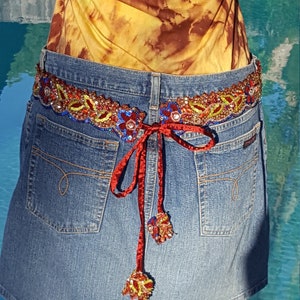 Gorgeous vintage belt 80&#39;s vintage sequins & beads hip belt groovy bohemian sash belt Moroccan hippie boho belt badass rocker hip belt