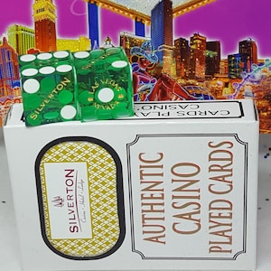 Awesome vintage Silverton Las Vegas gift set dice & casino cards souvenir memorabilia craps bones tablegames gambler mancave gift popculture