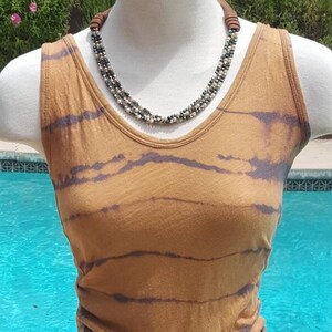 Sexy reverse tie dye tank top soft & comfy workout tank yoga boho hippie punk rocker goth black and brown tanktop rockabilly bikerchick top
