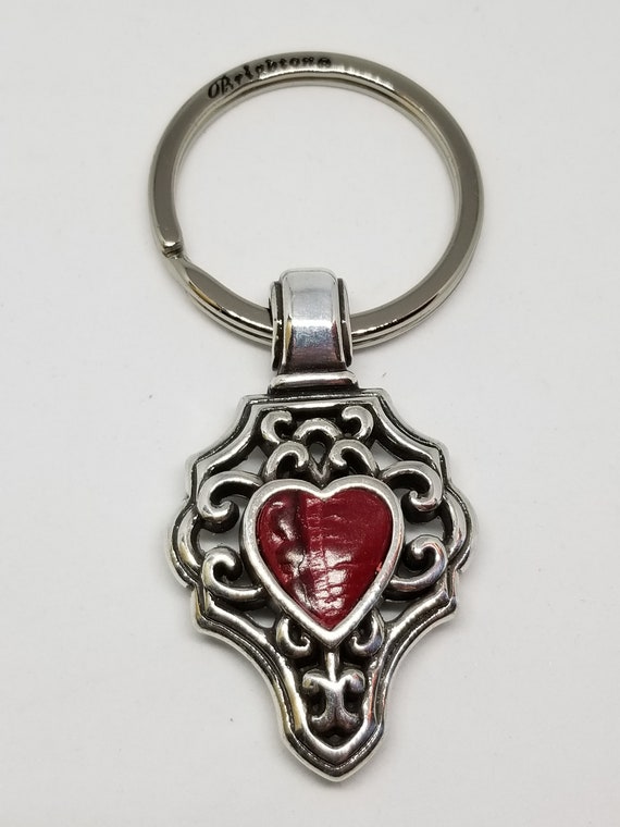 Wow Vintage Brighton Keyring Silver Heart Cross Keychain Biker