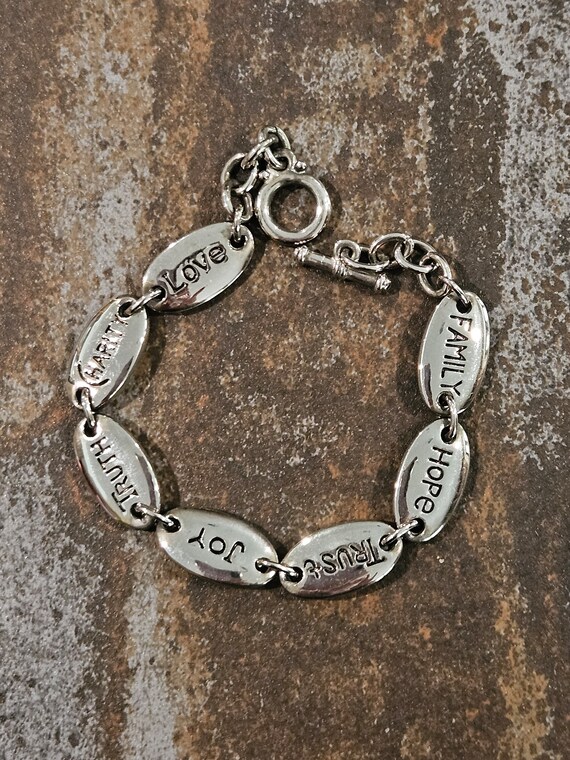 Cool vintage silver inspirational charm bracelet … - image 3