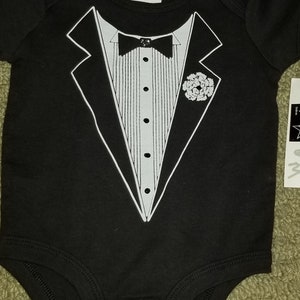 Awesome baby boy tuxedo onesie wedding black tie formal crawler punk rocker outfit gothic cosplay adorable special occasion tribe dope sick image 3