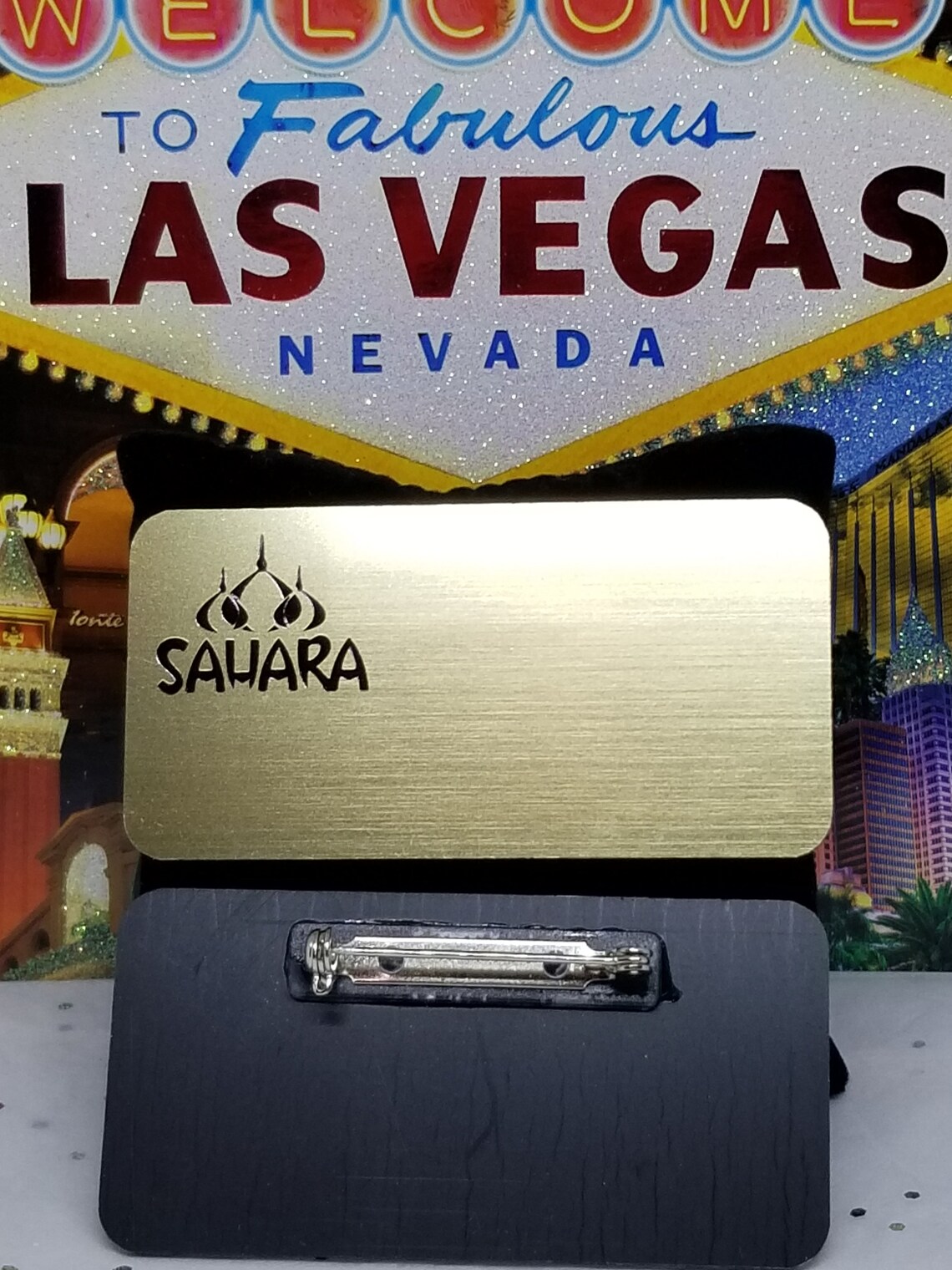 Awesome Vintage Sahara Las Vegas Souvenir Brassy Nameplate Pin Etsy