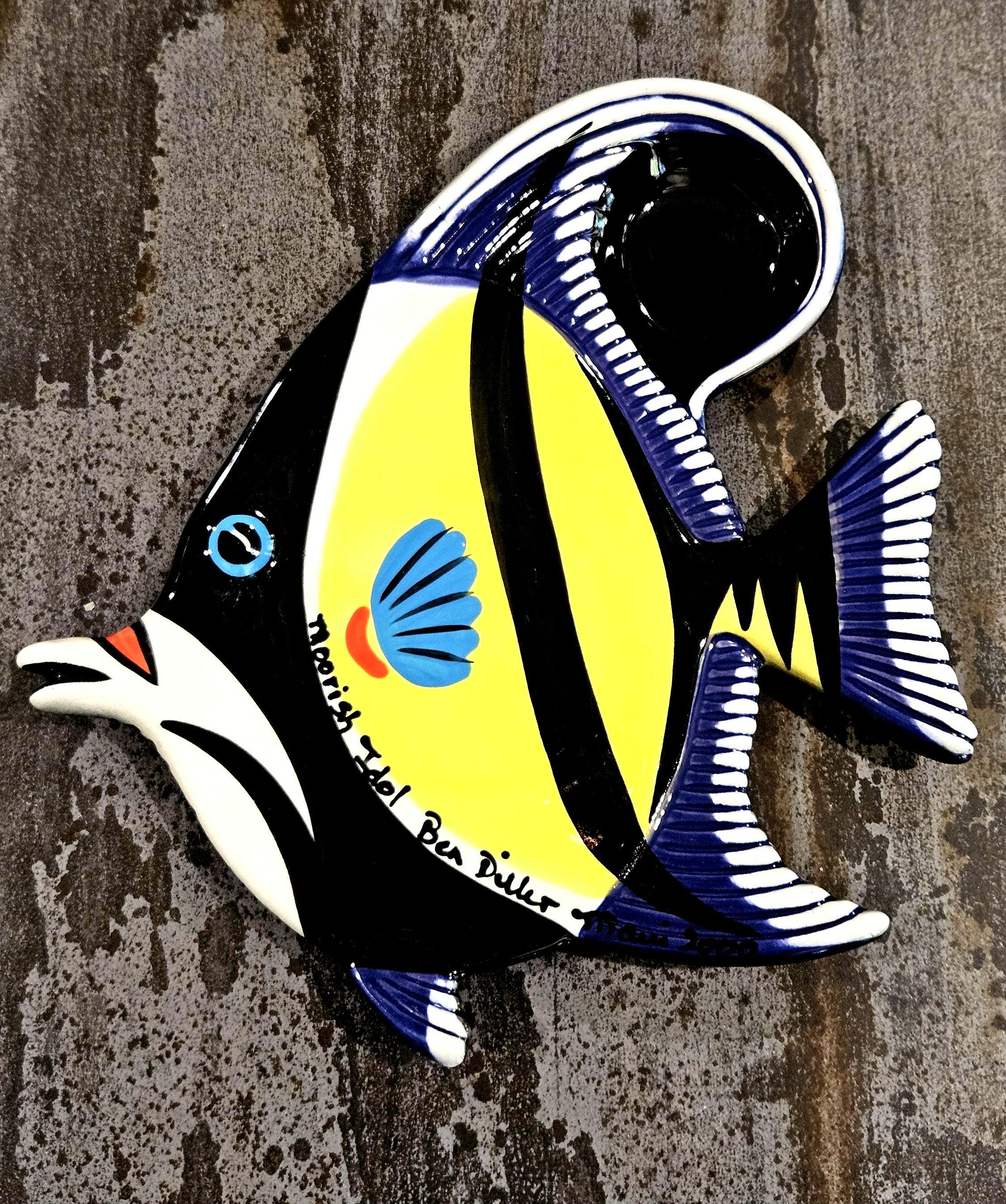 Vintage Ben Diller Ceramic Fish Dip Plate, Moorish Idol Design