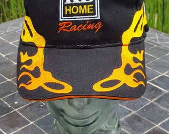 Vintage black with flames KB Home racing baseball hat trucker cap biker gift awesome popculture gift vintage embroidered flames racing hat