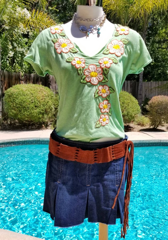 Gorgeous Vintage 70s Suede Indian Fringe Hip Belt Boho  display picture 1