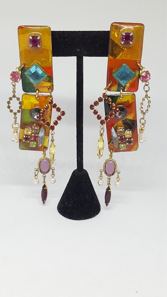 Amazing vintage celestial big earrings fabulous ch