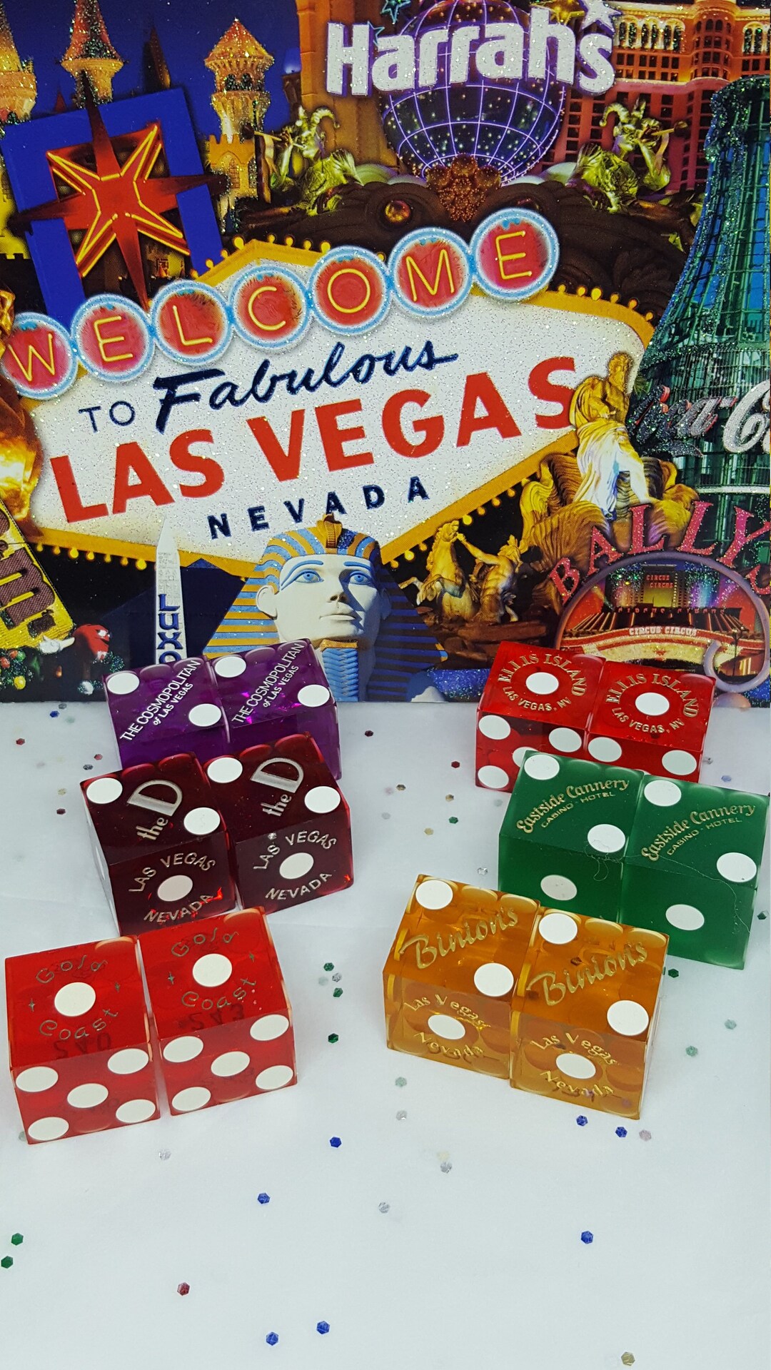 Awesome 6 Pairs Vintage Las Vegas Famous Iconic Casinos Dice Bones