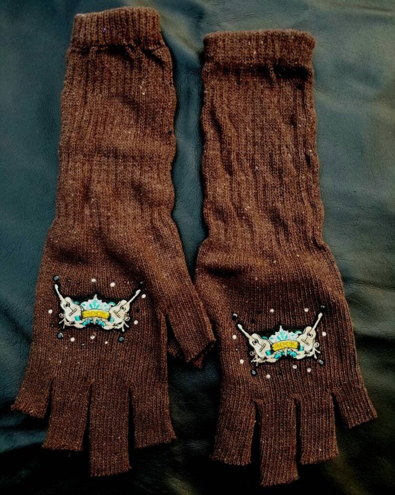 Amazing Fingerless Gloves Guitars Rocker Festival Rocknroll Etsy