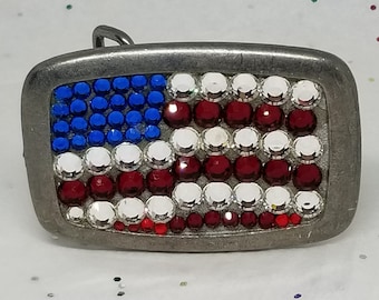 Patriotic crystal Belt Buckle Crystal Studded American Flag Patriotic Belt Buckle BBK0001  main image 4