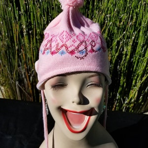 Pink knit beanie with stuffed teddy bear earmuffs toddler pink bling beanie rhinestone Angel beanie hat bling hoodie for baby girl beanie