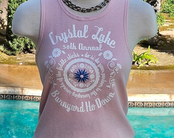 Vintage Self Esteem graphic tanktop Crystal Lake tanktop hippie bikerchick rocker tank top vintage Barnyard Ho Down pink cotton tanktop