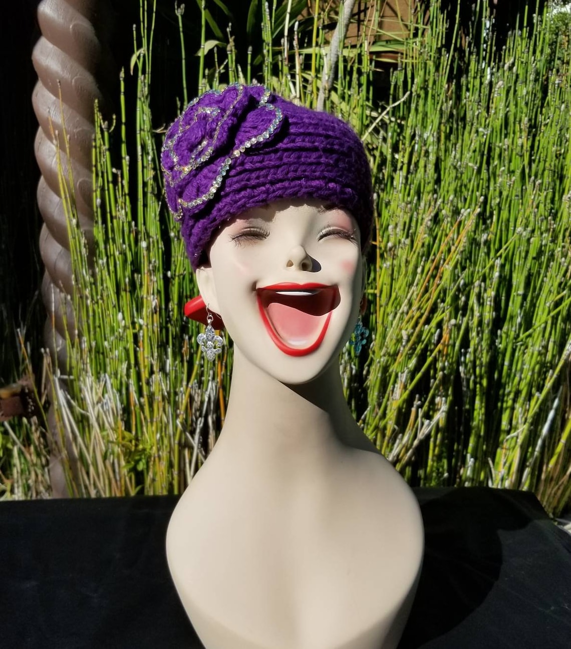 Crochet Sequin Flower Headband Groovy Headwrap Hippie Etsy