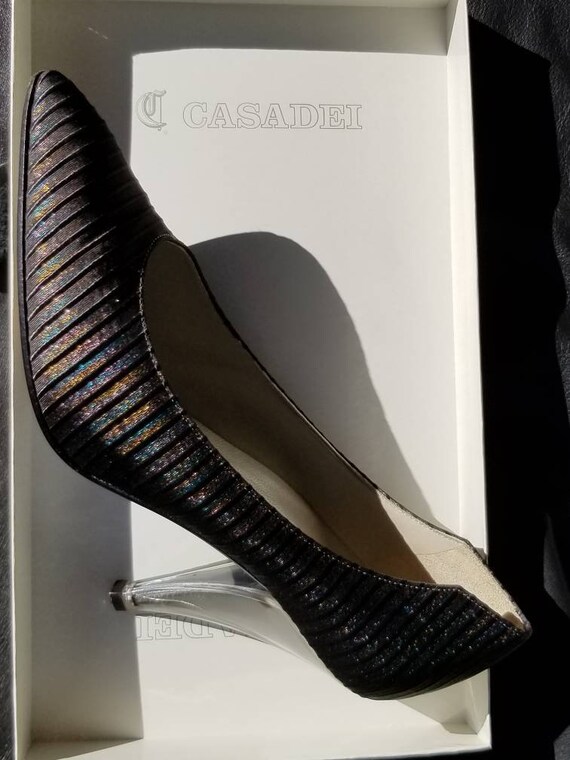 RARE vintage sexy Casadei pumps black iridescent … - image 8