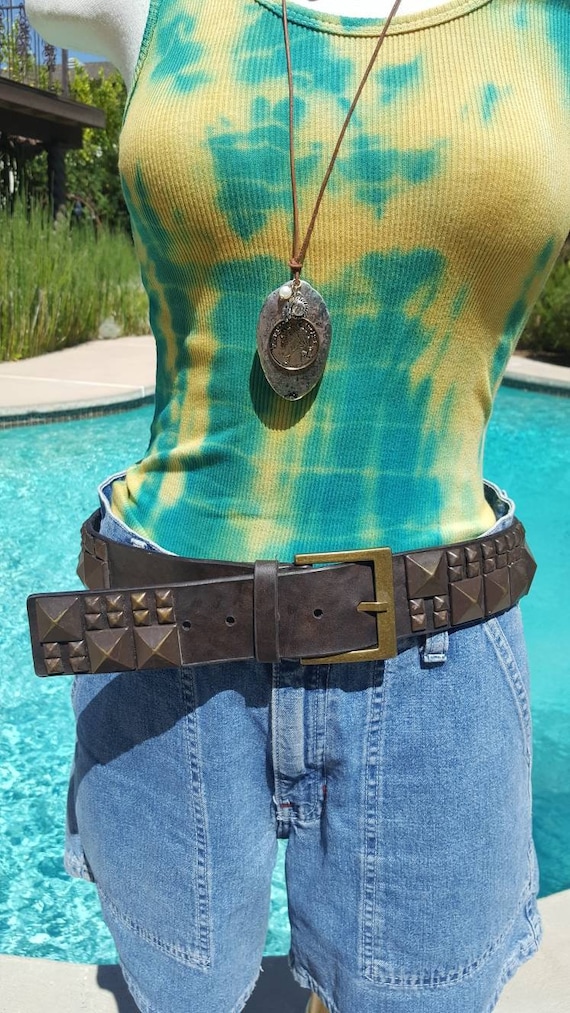 Badass Vintage Steve Madden Belt Big Studs Distressed  display picture 2
