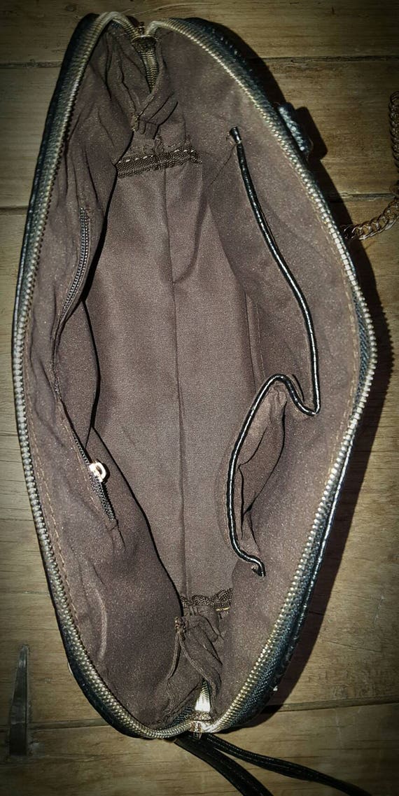 Amazing vintage crossbody bag black & gold clutch… - image 8