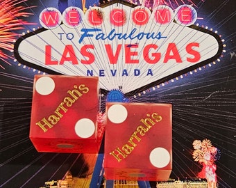 Vintage Harrah's Las Vegas dice Harrahs souvenir real casino played dice Harrahs crapstable dice Harrah's Las Vegas memorabilia mancave gift