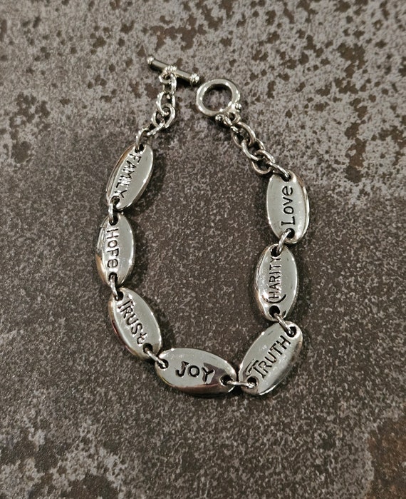 Cool vintage silver inspirational charm bracelet … - image 6