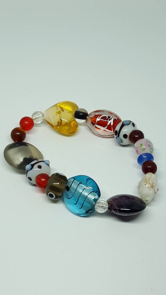 Amazing hand blown glass beads bracelet gorgeous … - image 5