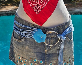 アメリヴィンテージ　FRINGE BELT Vtg 70s EMBROIDERED FRINGE BELT // Vintage Orange Green
