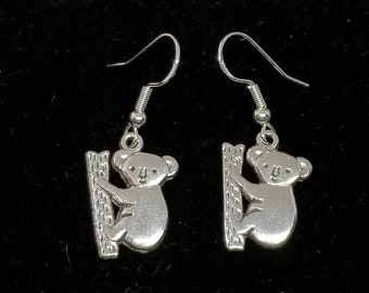 So cute! Sterling silver koala bear earrings cuddly bear earrings Aussie downunder earrings little koala bear earrings awesome kids jewelry