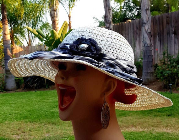 Gorgeous Oversized Sunhat Church Hat Fabulous Zebra Glitter  display picture 3