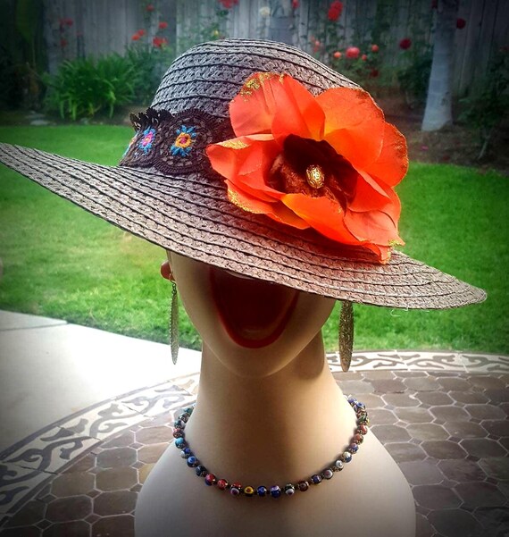 Gorgeous Vintage Boho Big Brim Sunhat Church Wedding Hat  display picture 2