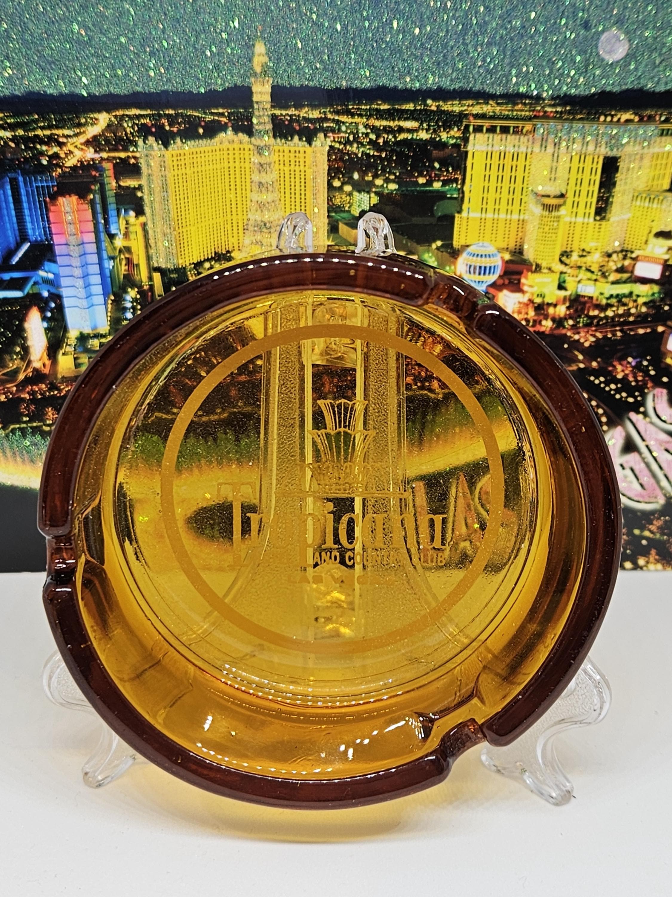 Vintage MCM Tropicana Las Vegas ashtray Tropicana casino souvenir canary glass ashtray retro amber colored glass Tropicana fountain ashtray