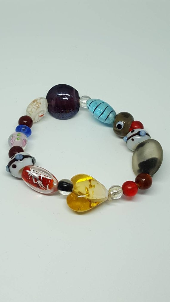 Amazing hand blown glass beads bracelet gorgeous … - image 2