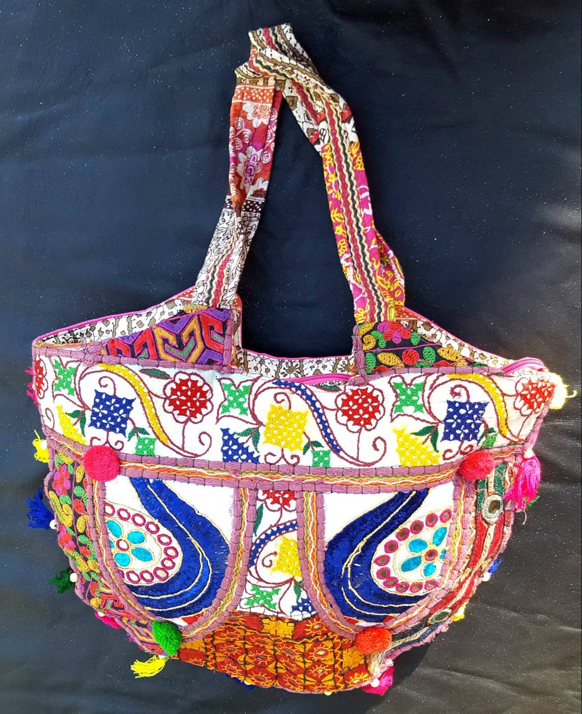 Colorful Vintage Bucket Bag Tote Reversible Purse Etsy